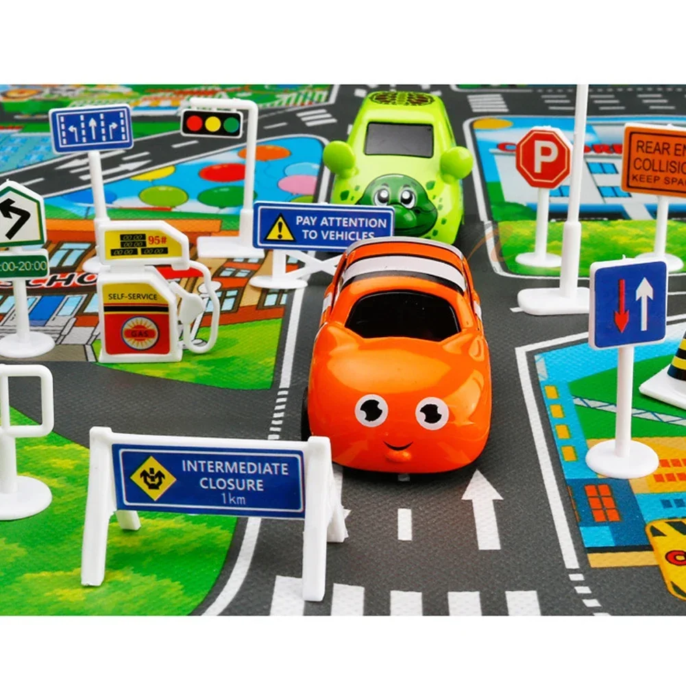 28Pcs/set City Traffic Road Map Kids Toy City Car Parking Roadmap Traffic Signs Safety Dducation Learn Toys For Kids Gifts