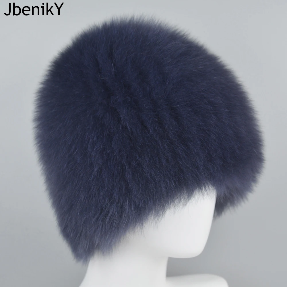 

2024 New Luxury 100% Natural Real Fox Fur Hat Women Winter Knitted Real Fox Fur Bomber Cap Girls Warm Soft Fox Fur Beanies Hats