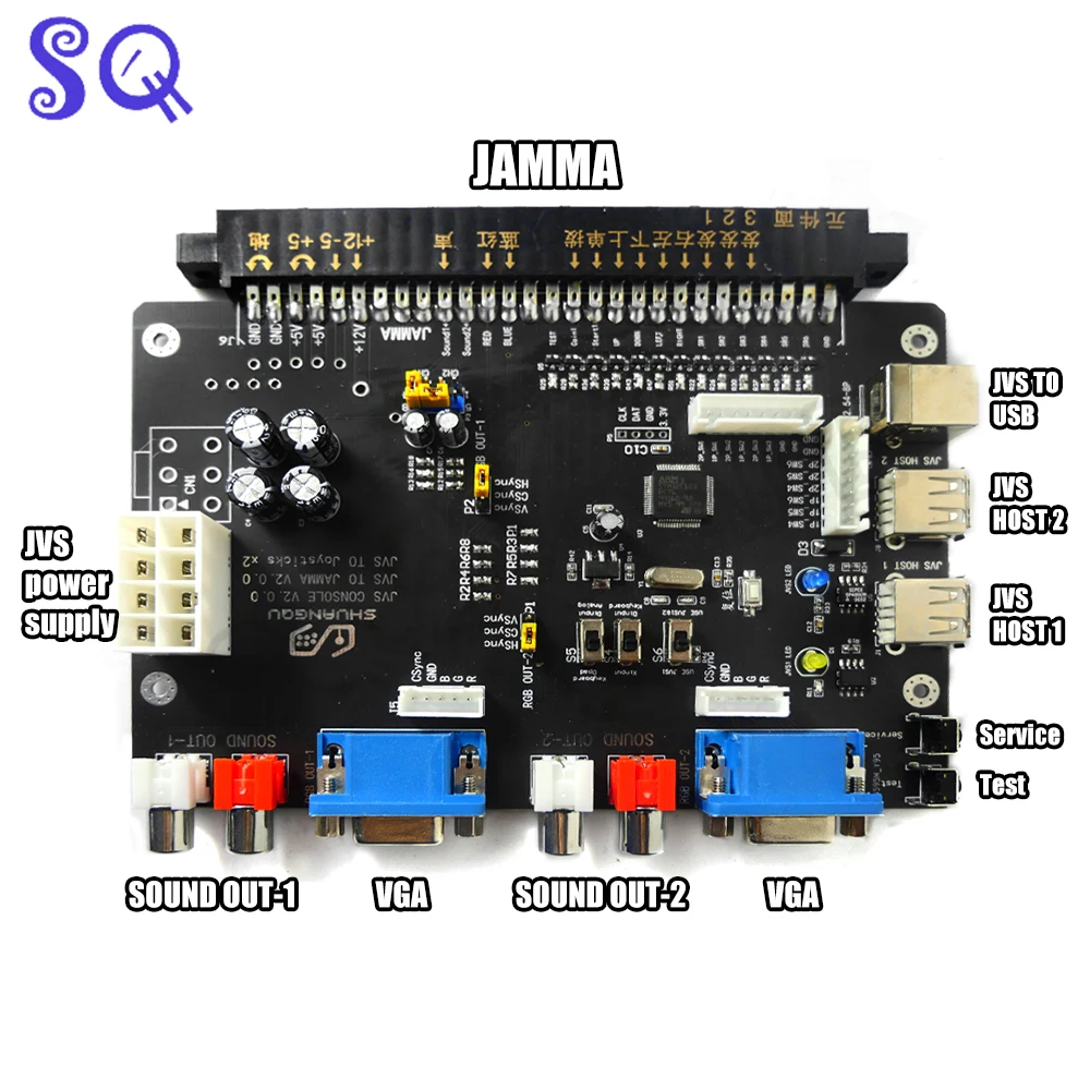 JVS to Jamma/PC Nnc for Jamma Pcb Mainboard CRT Emudriver to JVS Io Xinput Fighting Machine Video Signal Conversion Board