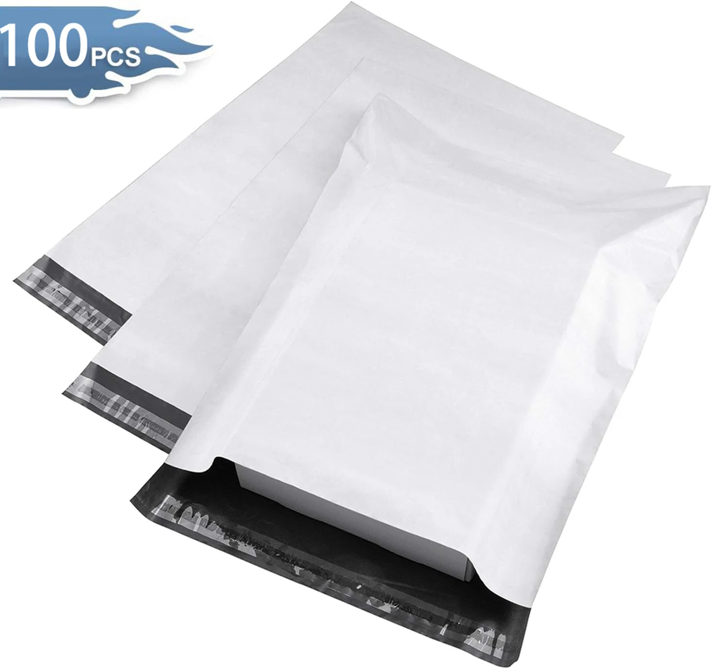100 Pcs White Courier Mailer Bag Packaging Poly Package Plastic Self-Adhesive Mailing Express Bag Envelope Postal Pouch Mailing