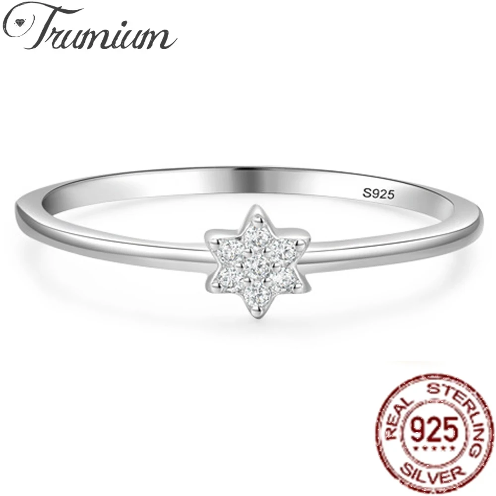 

Trumium Star of David Jewish Magen Hebrew Shield Ring for Women Stackable Thin 925 Silver Star Symbol Ring for Best Friend Gift