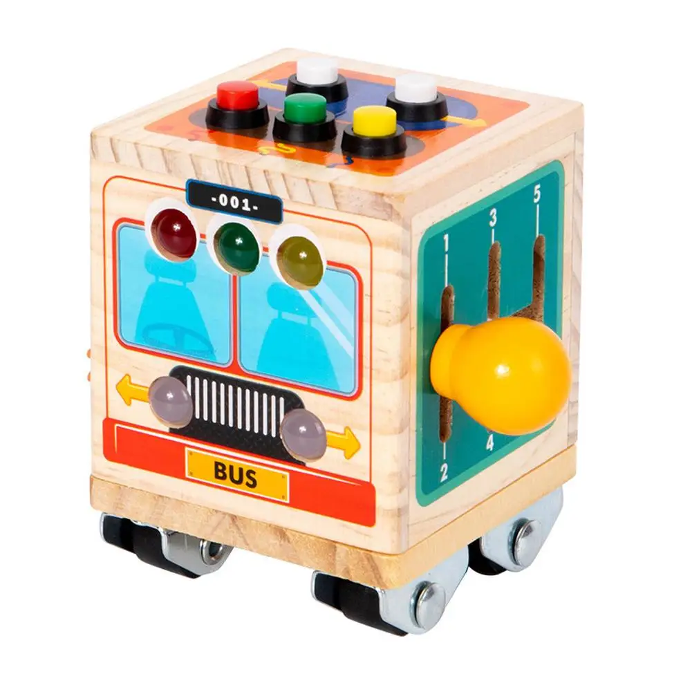 

Busy Activity Cube Bus Design Wooden Car Activities Cube With Lights Educational Learning Toy Gifts For Boys And Girls