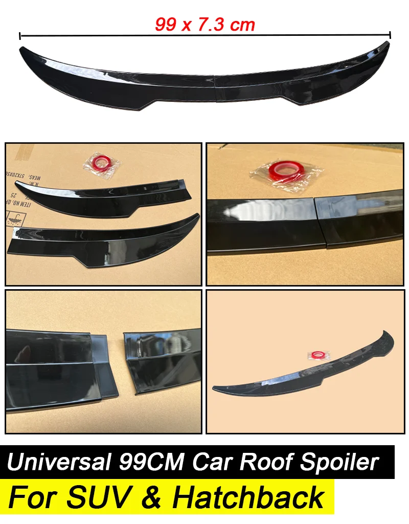 Universeller, glänzend schwarzer 2-teiliger 99cm Heckspoiler für das Autodach, passend für Ford Focus ST 2013+ – Detail 2