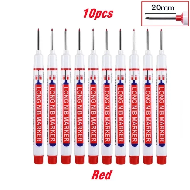 10 stks/set Multifunctionele 20mm Diep Gat Lange Nib Hoofd Marker Voor Metalen Perforeren Pen Waterdichte Badkamer Houtbewerking decor Tool