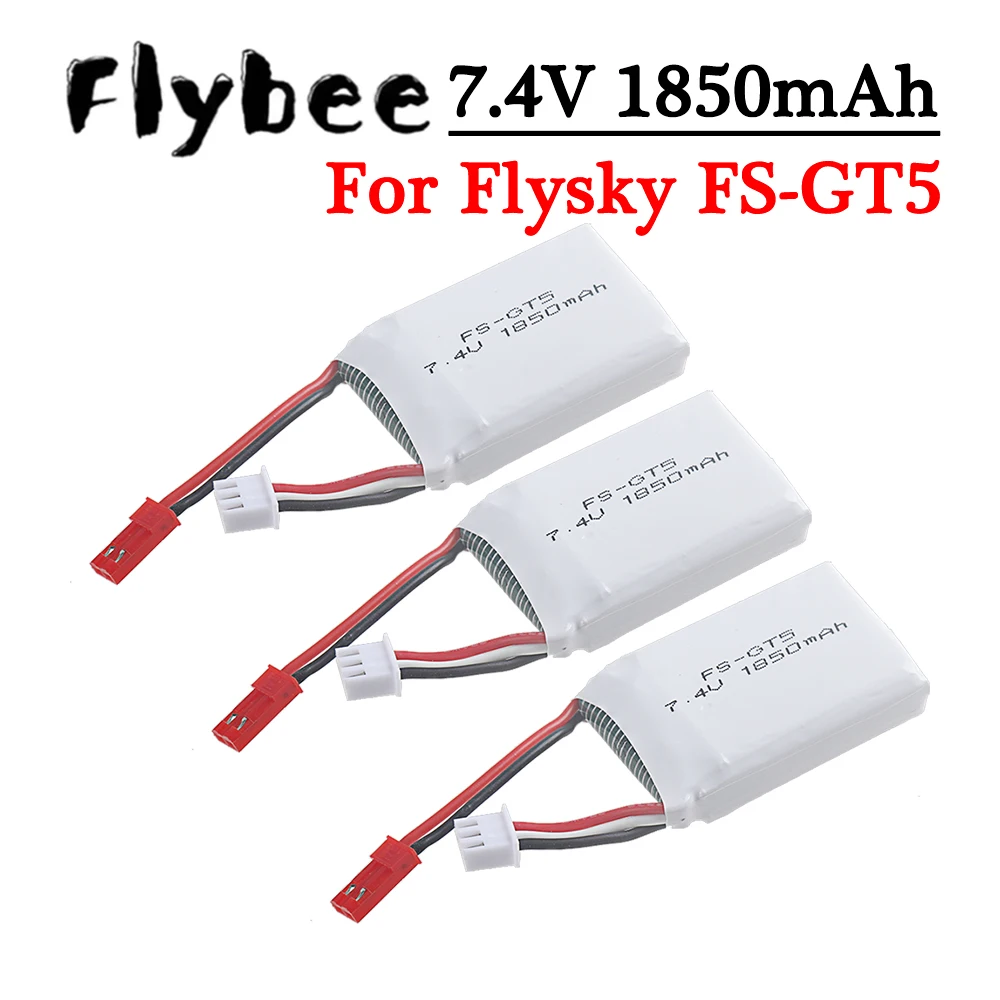 Batterie 7.4V 1850mAh avec prise JST pour émetteur Flysky FS-GT5, modèles RC, pièces de jouets, accessoires pour batterie MC6C MCE7 7.4v