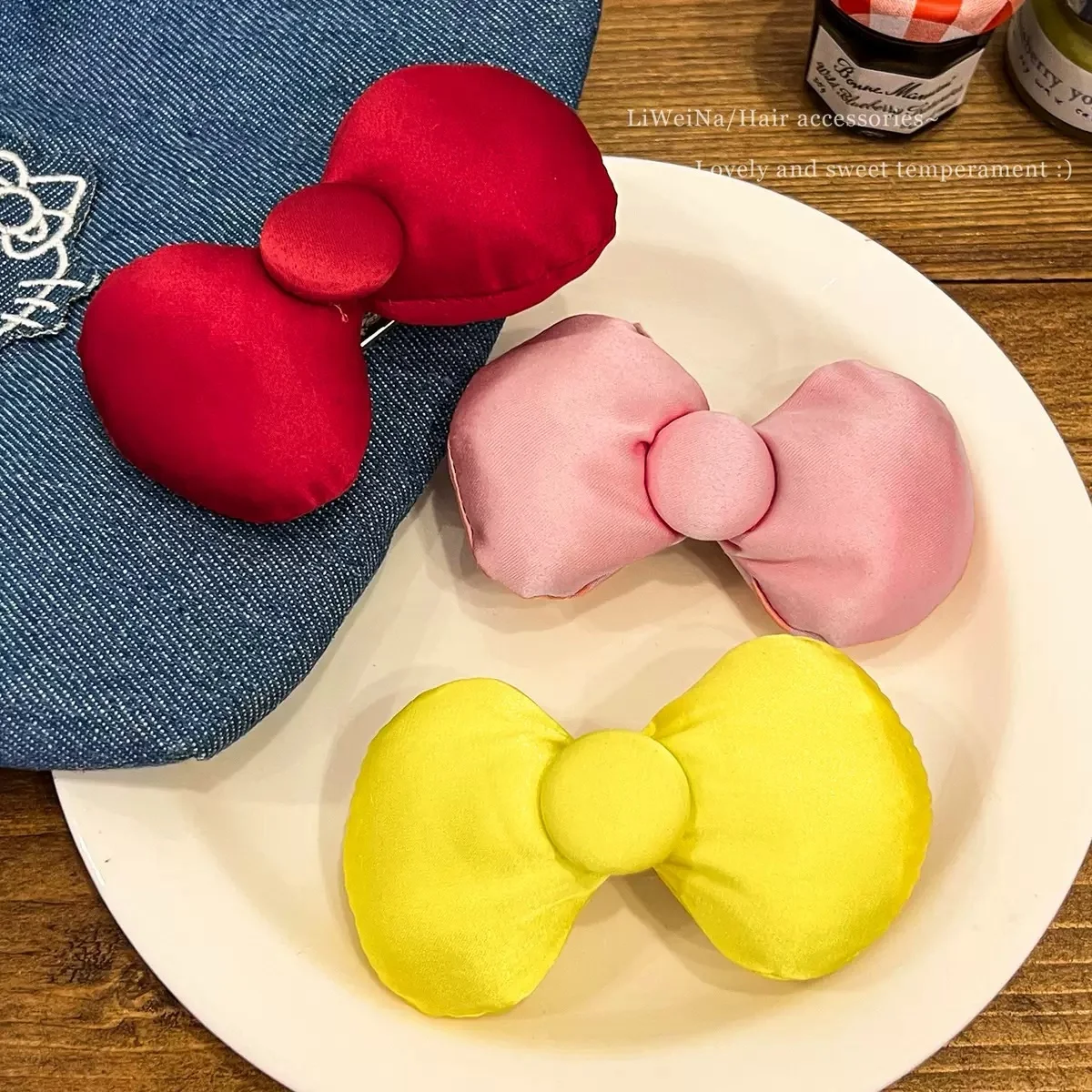 Vielseitige Haarspange mit süßer Schleife für Damen | Süßes Mädchenhaar-Accessoire | Rosa/Rot/Gelb – Detail 9