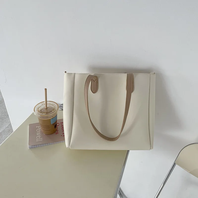 Casual Grande Capacidade Bolsas de Ombro para As Mulheres Suave Simples Na Moda PU Couro Compras Viagem Crossbody Bolsas Ulzzang