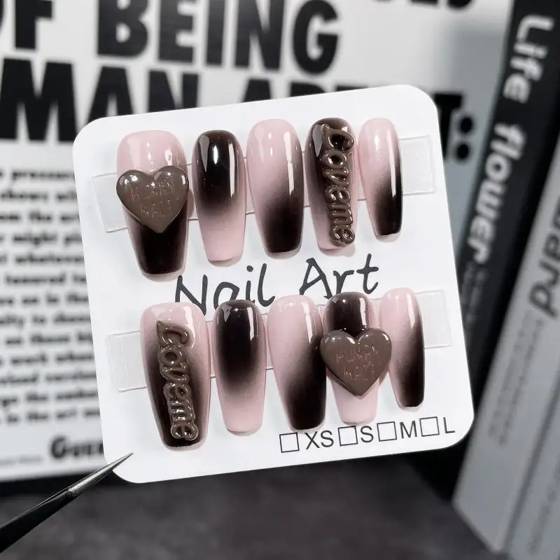 Diy 41 Style Ferrous Metal Diamond Heavy Industry Hand Drawn Handmade Y2K Press On Nails Tips Design Manicure Girls Gift