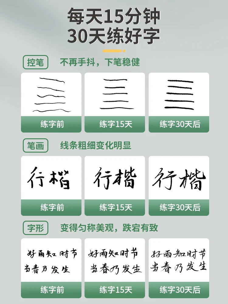 Groove Caligrafia Prática Adesivo para Adultos, Executando Script, Rápido, Regular Script Pen, 6 Sala de Aula