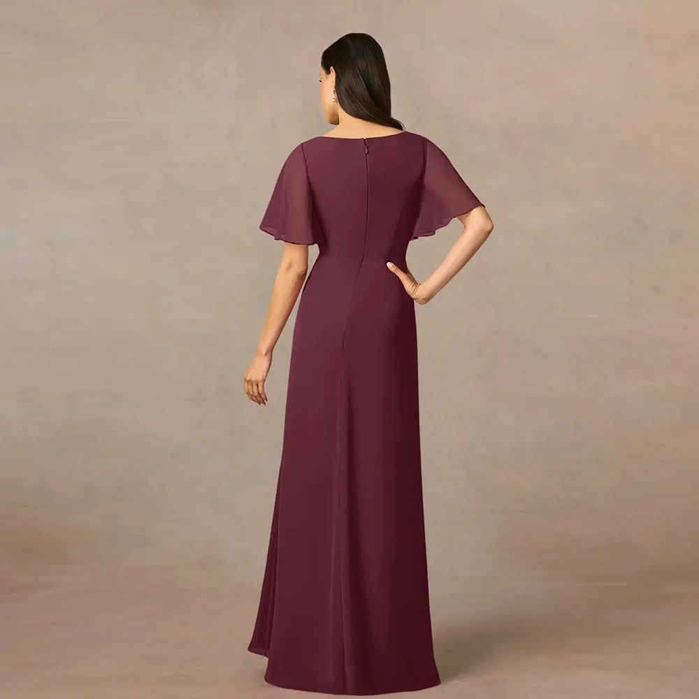 Vestidos sencillos De gasa para madre De Novia con cristal, vestidos De fiesta De boda De media manga con pliegues, verano 2025, Vestido De Novia