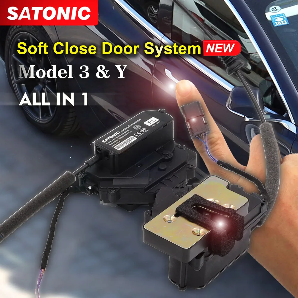 Auto Sucção Eletrônica Soft Close Door, Impermeável Anti-Pinch Handle, Maçanetas Automáticas, Acessório para Carro, Modelo Y 3, Tudo em Um