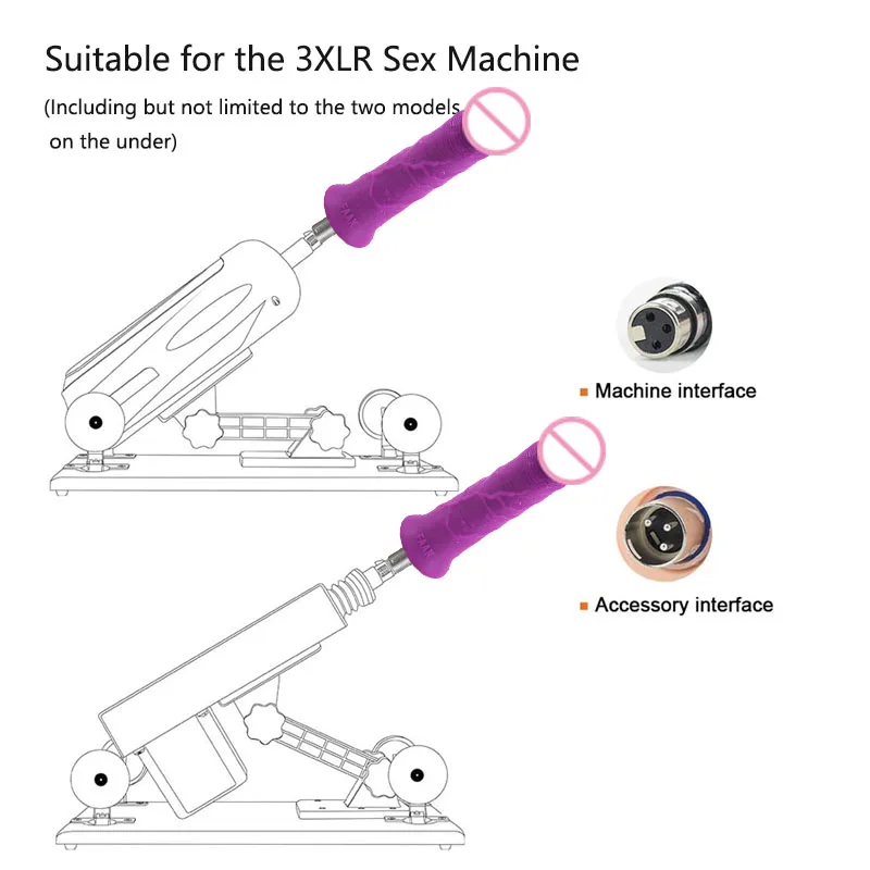 Automatic Sex Machine Dildos Attachment with 3XLR Connector Solid Soft silicone Big Penis Sex Toys for Women Masturbation