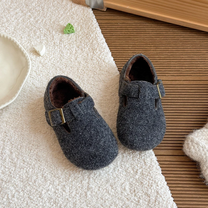 نسخة جديدة لعام 2025 أحذية أنيقة للأطفال أحذية قطنية صوفية خشنة للفتيات أحذية للأولاد بنعل ناعم متعددة الاستخدامات للأطفال #3