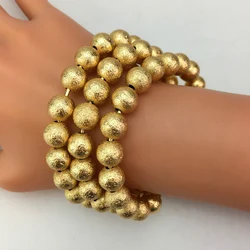Fashion 3 Piece Set Gold Color Bangles for Women Trendy Gold Plated Colorful Beads Bracelets Jewelry Accessories Gift FHK17333