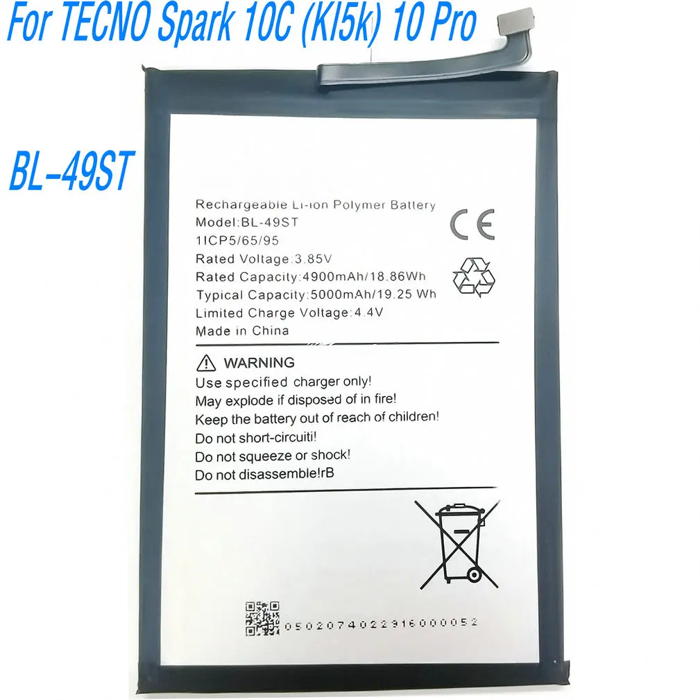 

3.85V 19.25Wh BL-49ST High Quality Battery For Infinix TECNO Spark 10C (KI5k) 10 Pro 10NFC K17 Mobile Phone