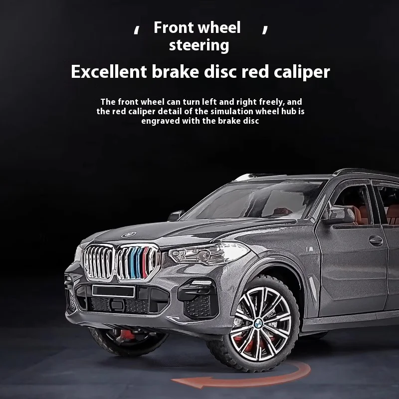 1:24 pressofuso in lega dell'auto modello di simulazione X5, auto giocattolo con suono e luce regalo per bambini, ornamenti della collezione SUV Car Boy