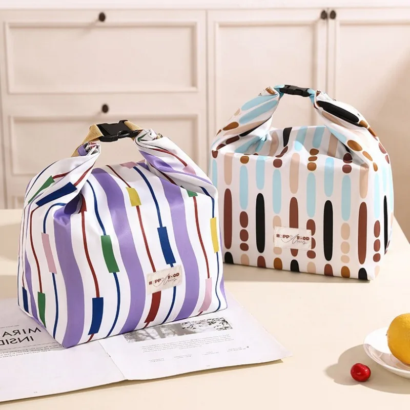 Roll Top Lunch Bag Women Insulated Lunch Box Bag Large Capacity Thermal Tote Bag for Girls Office Travel Daily Use Vintage Style