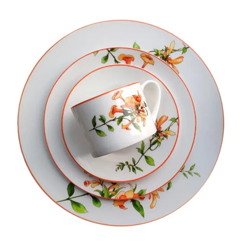 American Dinnerware Set Azalea Bone China Steak Plate Soup Plate Coffee Cup Ceramics Food Tray 10inch Full Set Tableware 1pcs