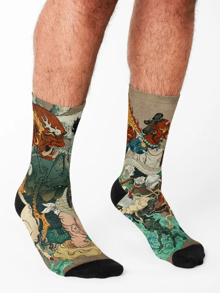 Japanese kaiju monsters Socks Stockings Stockings compression cartoon professional running Man Socks Women's