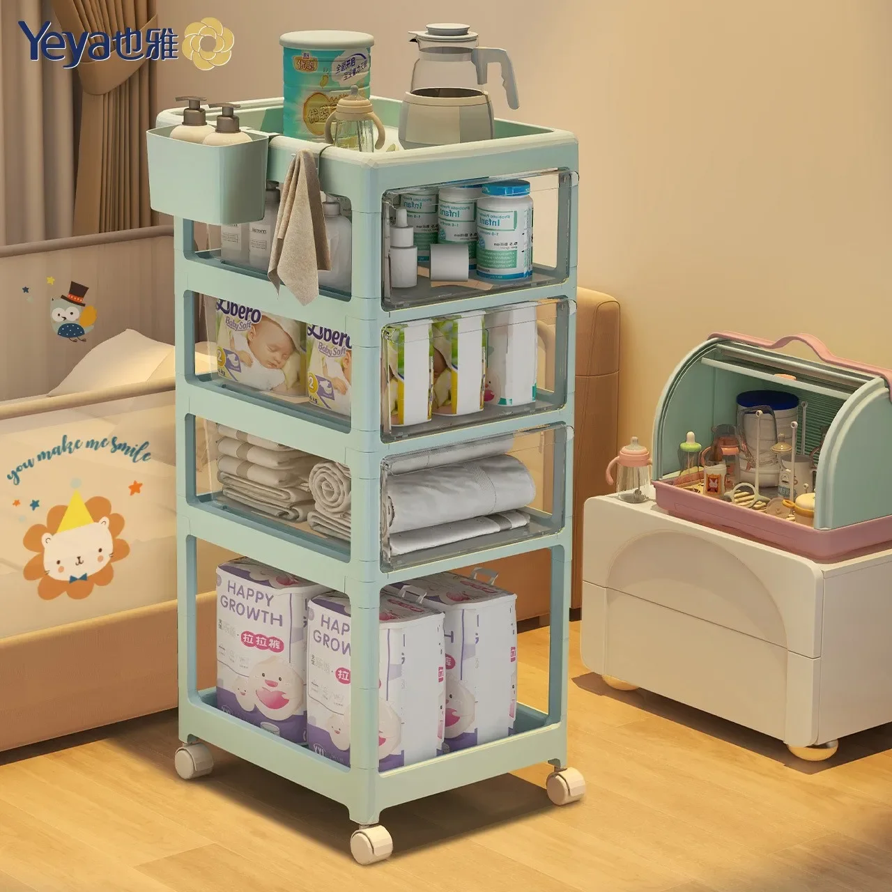 Children's Toy Storage Rack Trolley Rack Newborn Baby Bookshelf Picture Book Living Room Locker