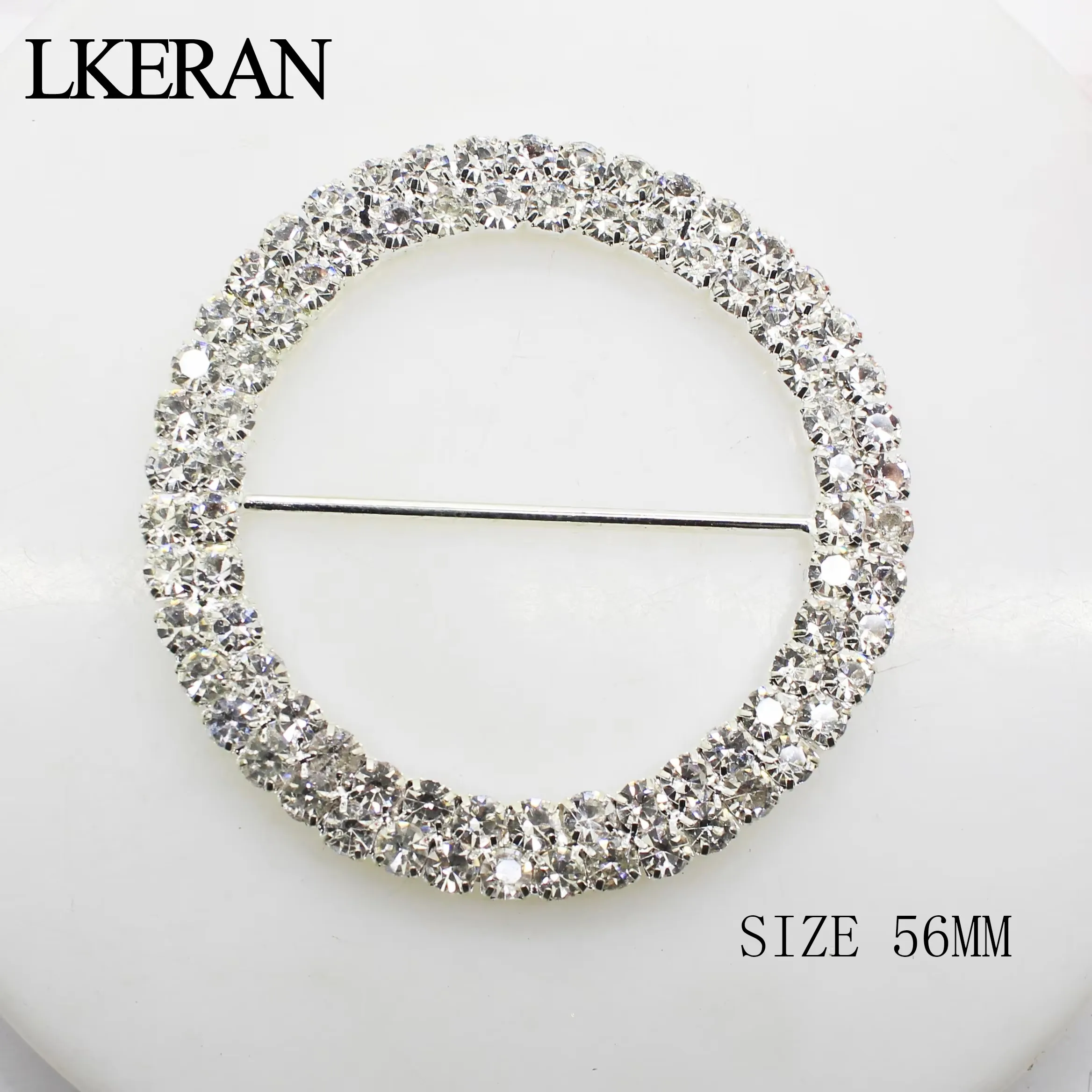 5.6Cm 3Pcs Double-Row Crystal Rhinestone Buckles Silver Metal Wedding Supply Ribbon Slider Gift Decoration Buckle DIY Accessorie