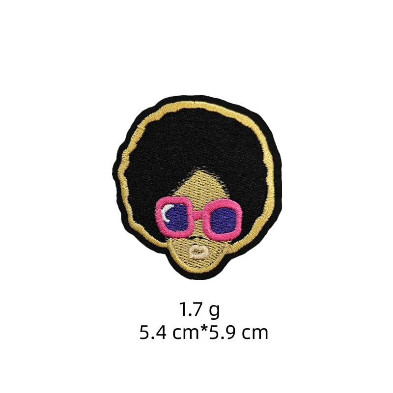 African Girl Patch Black head singer Embroidered Patches For Clothing Iron on Patches Badges DIY Decoration Clothes Stickers