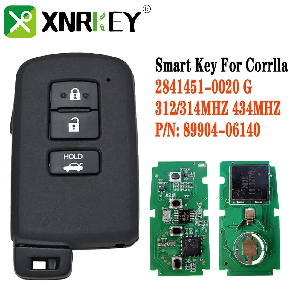 

XRNKEY 281451-0020 G Smart Key 8A Chip For Toyota Corolla Camry Intelligent key 312/314MHZ 434MHZ FCCID: HYQ14FBA, P/N: 89904-06