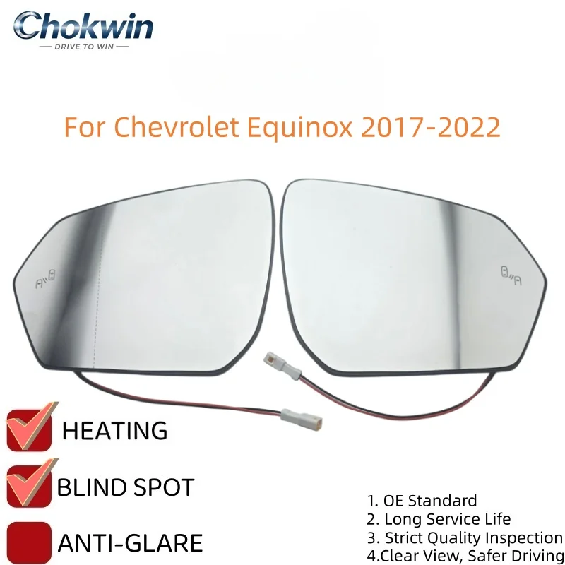 For Chevrolet Equinox 2017-2022 Side Mirror Glass With Heating Blind Spot Rearview Mirror Lens Automotive Accessories