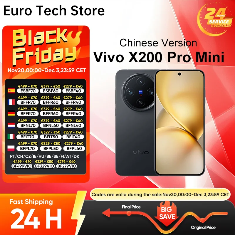 Vivo-Téléphone portable X200 Pro Mini, écran AMOLED 6.31 pouces, 120Hz, dimension 9400, Android 15.0, OTA, 5700mAh, charge 90W, appareil photo 50,0 MP, nouveau Vivo-Téléphone portable X200 Pro Mini, écran AMOLED 6.31 pouces, 120Hz, dimension 9400, Android 15.0, OTA, 5700mAh, charge 90W, appareil photo 50,0 MP, nouveau