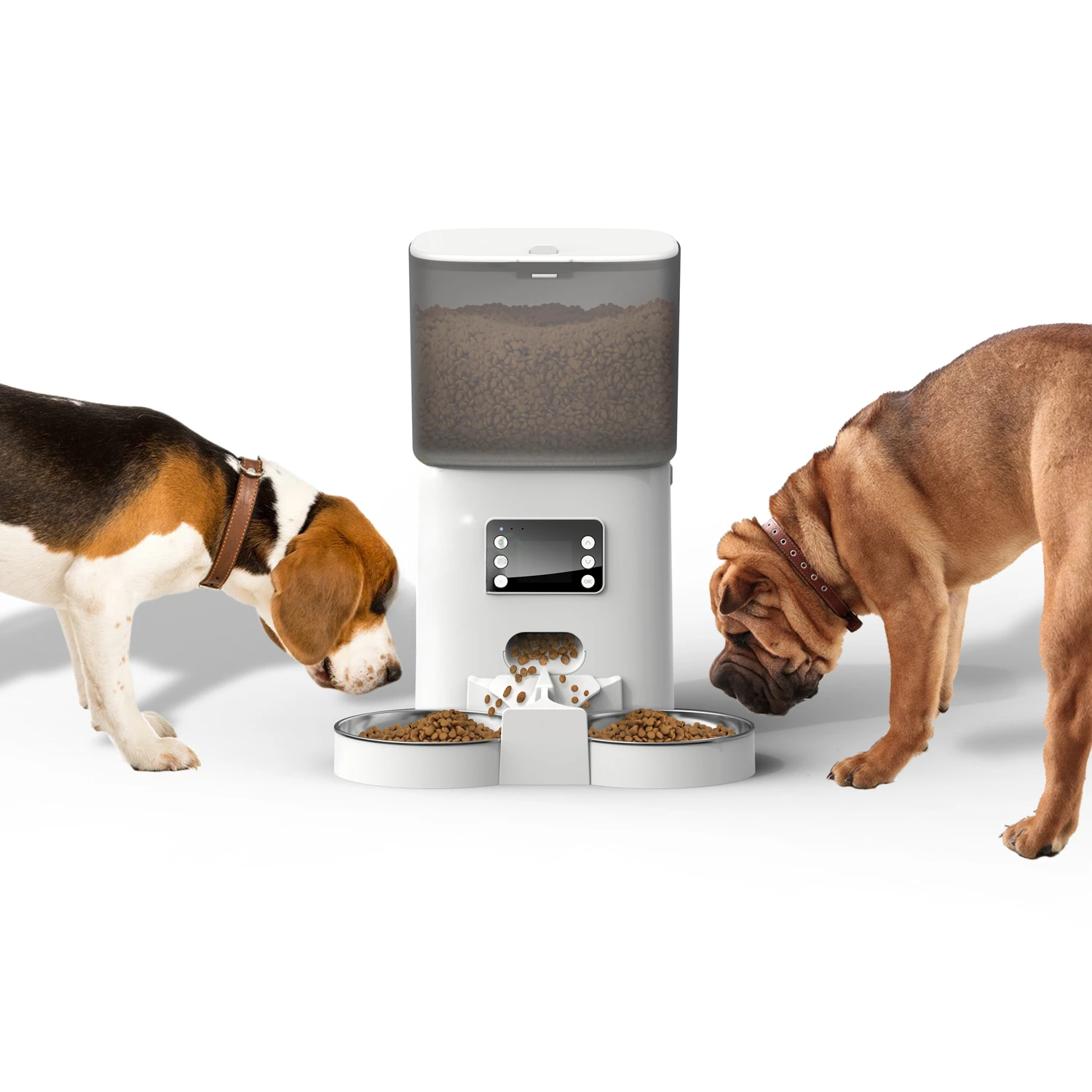 for OEM 6L Automatic Pet Cat Dog Feeder Smart Pet Food Dispenser Timing Quantification with Double Stainless Steel Bowl