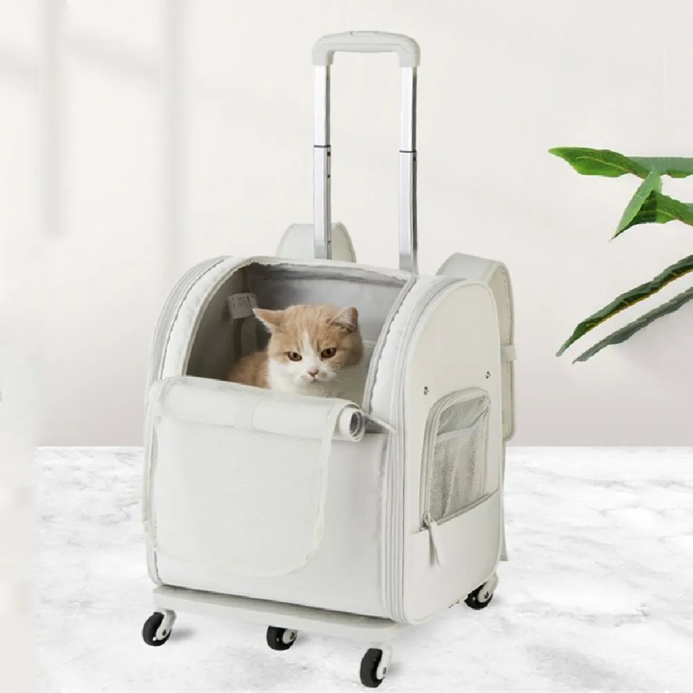 

Universal Trolley Case for Outdoor Travel Foldable Pet Bag Double Shoulder Wheeled Pet Car Convenient for Cat and Dog To Go Out