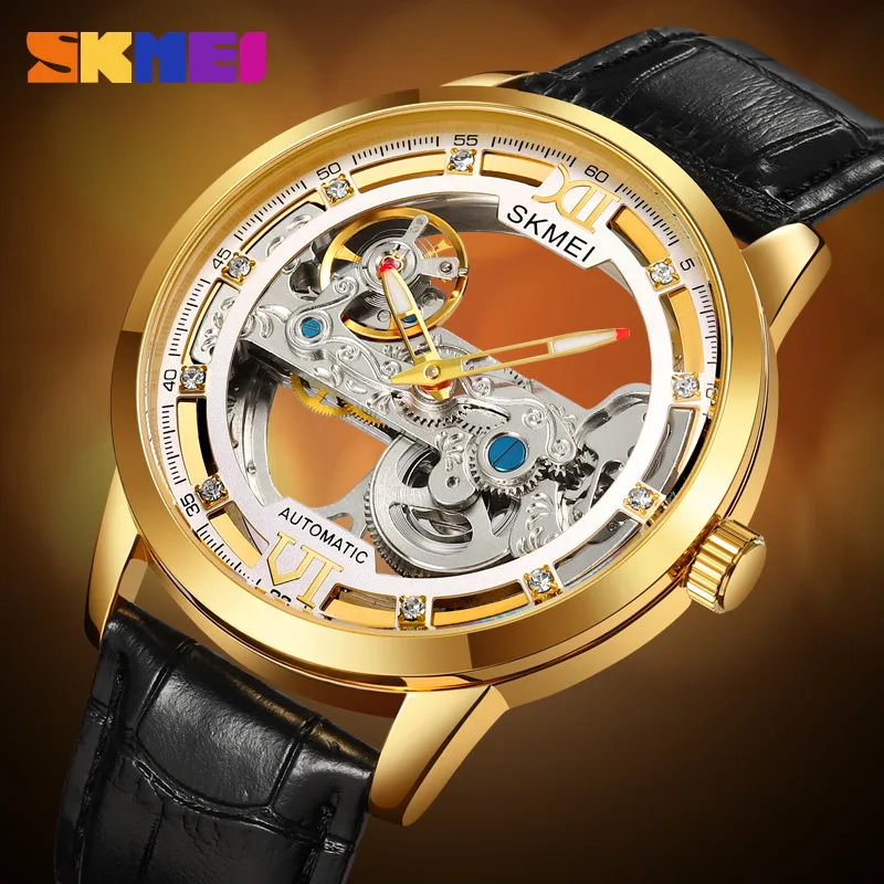 Skmei Fashion Hollowed-out Men\'s Mechanical Watch Simple Classic Style New Waterproof Trend Men\'s Watch Light Luxury