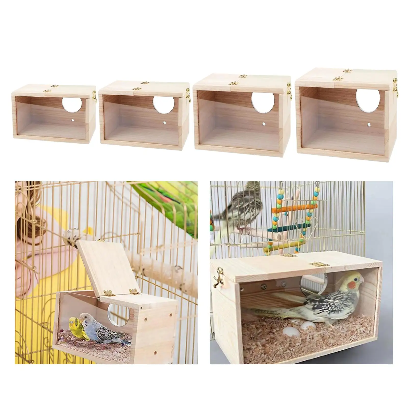 Parakeet Nesting Box, Bird Nesting Box with Viewing Window, Hanging House,