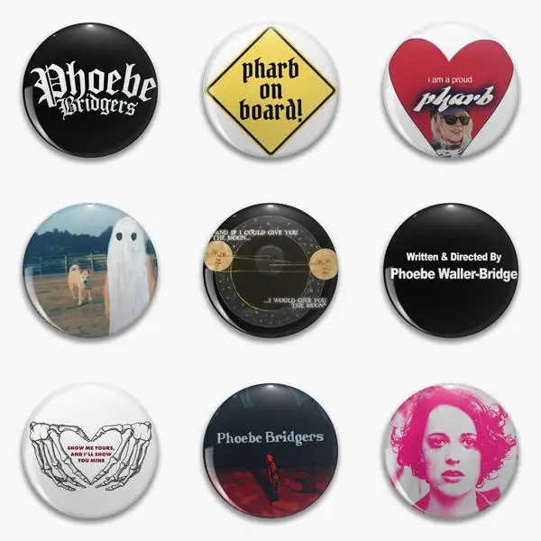 Phoebe Bridgers Face Artwork Punisher Peephole Frame We Soft Button Pin Customizable Decor Metal Cartoon Collar Cute Badge