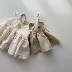 Robe d'été en fibre de coton pour petites filles, tenue de princesse florale, à la mode, nouvelle collection 2024