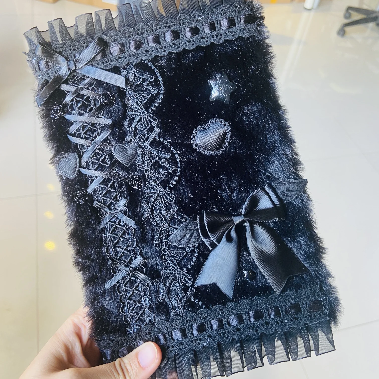 Black  Journal A5 Notebook Handmade Black Lace Diarys Journal Girl Gift Unique Cool Notebook 96 Sheets School Stationery