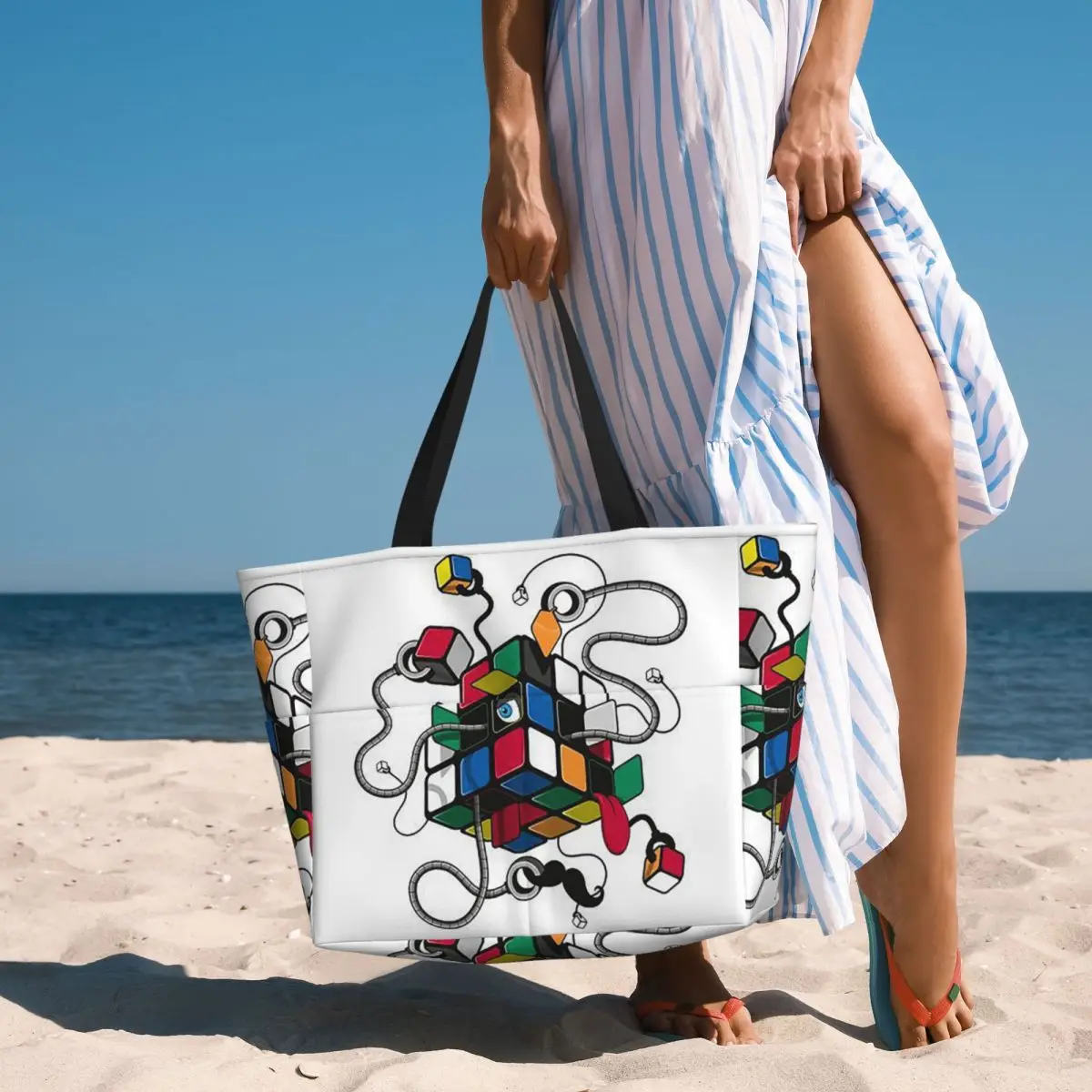 

Rubix Rubiks Rubics Beach Tote Bag Sport Gym Yoga Duffle Large Tote Bag Women Travel Bag Fitness bag