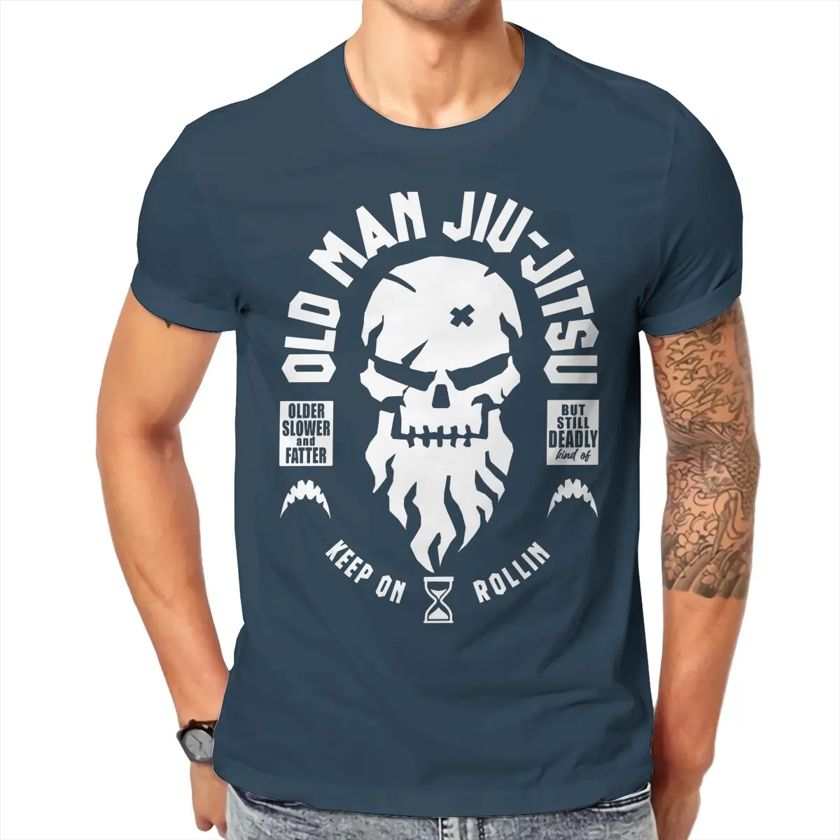 Tops 100% Cotton Leisure Sports jiu jitsu Men's and women's T-shirts old manShort sleeved fun print