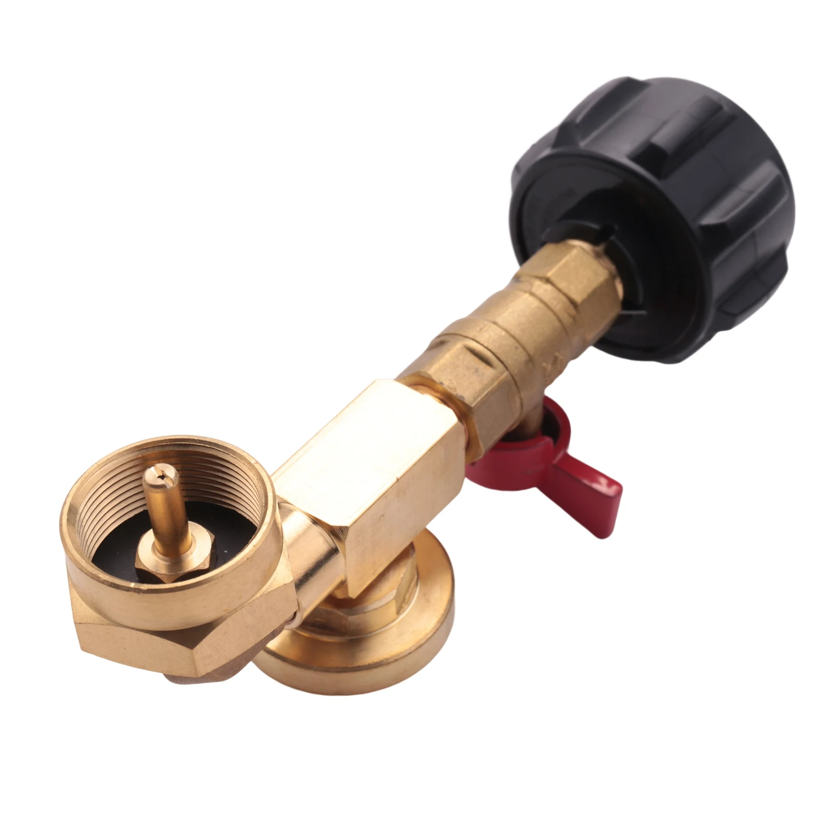 Adaptador de propano de 1Lb a 20Lb, QCC1 adaptador de codo de recarga de propano con manómetro y válvula de Control de encendido y apagado para tanque de propano de 1LB
