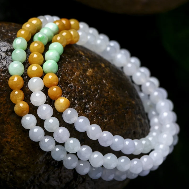 Manufacturer Natural Emerald Women's Ice Waxy Kinds Jade round Beads for Girlfriend Bracelet