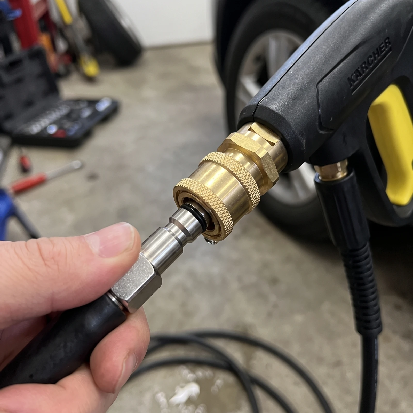 2 Pieces 1/4-Inch Quick-Connect Adapter Knurled Pressure Washer Quick Connect Coupler Connector Hex-Shaped