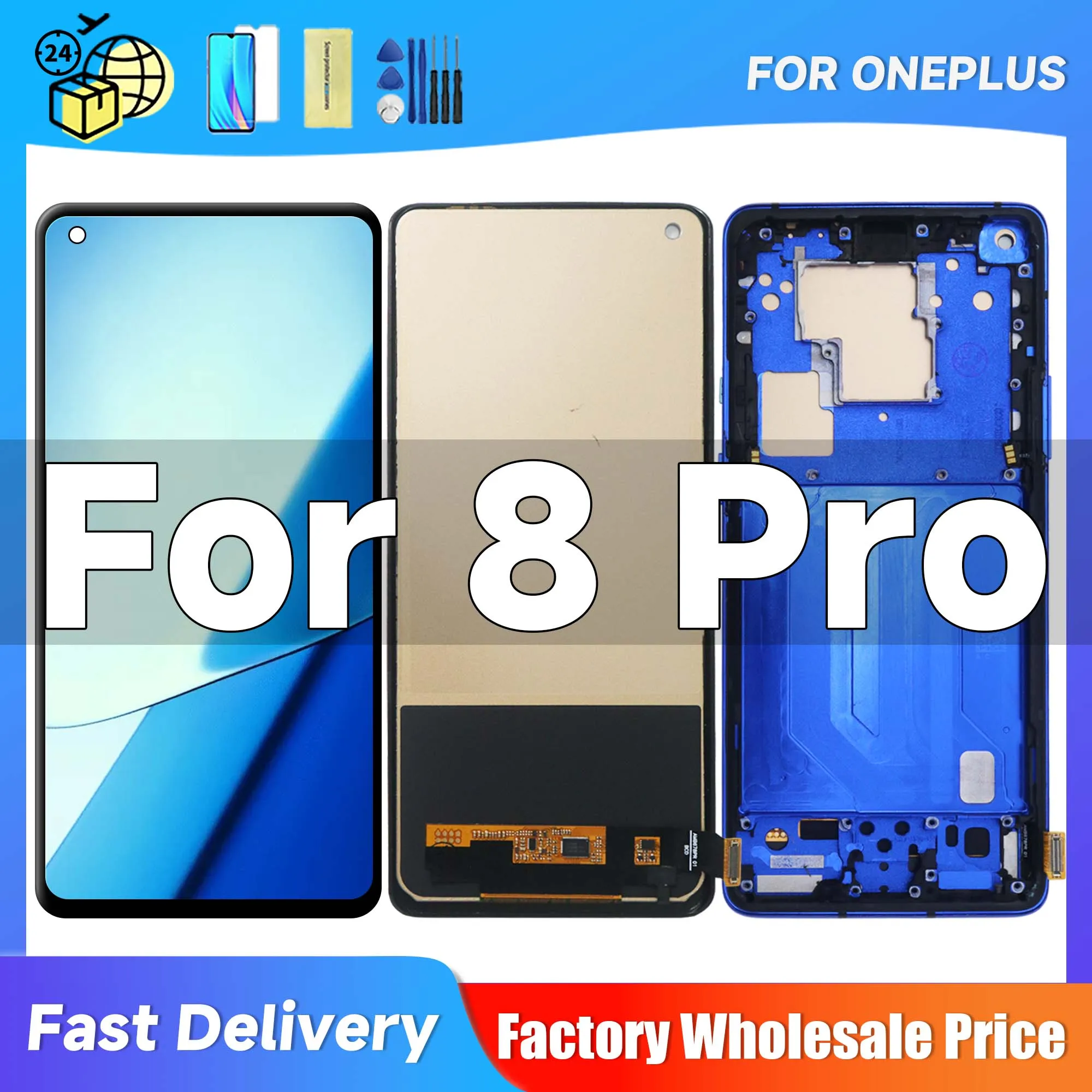 6.78\'\'For OnePlus 8 Pro Tested 1+8Pro IN2023 IN2020 IN2021 LCD Display Touch Screen Digitizer Assembly Replacement