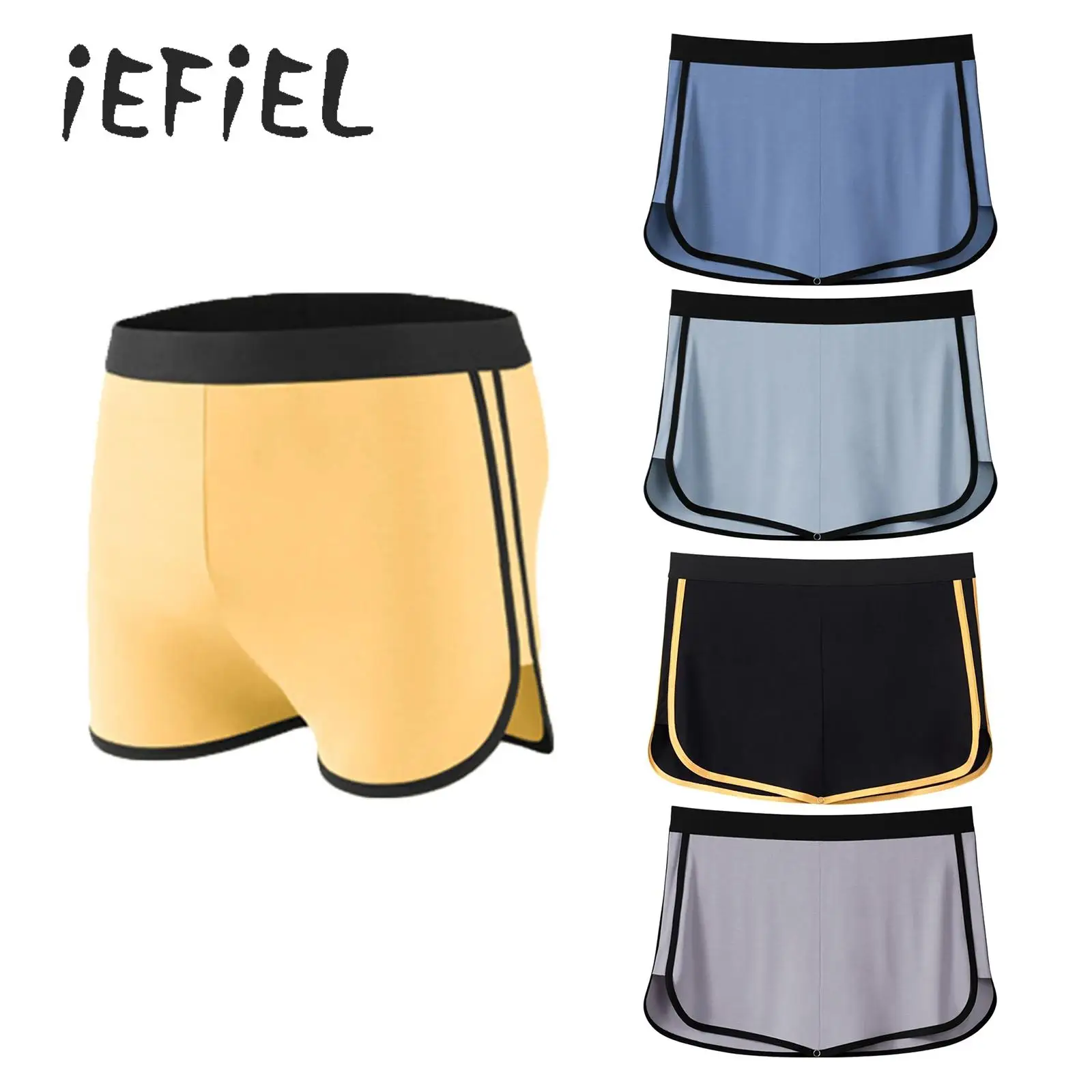 

Man Swimwear Swim Shorts Trunks One Button on Crotch Built-in Briefs Swimming Boxer Shorts Underwear Sleepwear Beachwear