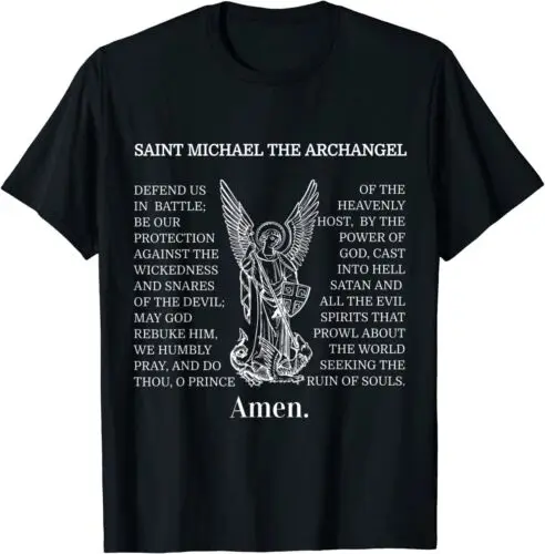  Saint St Michael Prayer, Archangel Christian Design T-Shirt