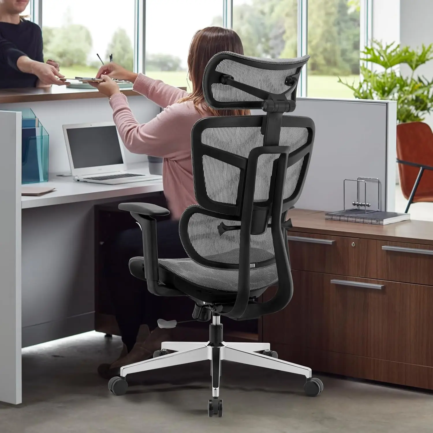 Ergonomic Office Chair High Back Home Office Desk Chairs, Adjustable Back & Lumbar Support & Headrest Computer Task