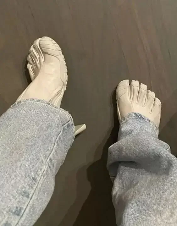 Five Finger Toe Fashion Novel Women Boots Black/pink/white High Heel Ankle Boots 2025 New Elastic Mesh Cloth Luxury Socks Boots