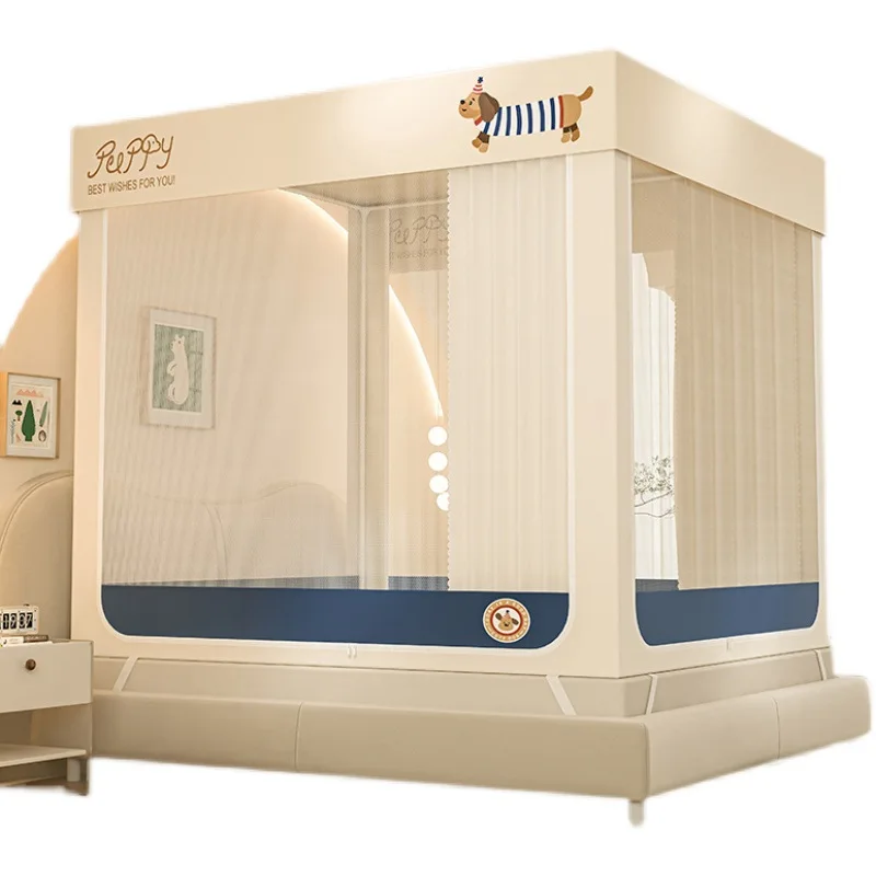 

2025 new anti-fall mosquito net, home bedroom bracket, integrated bed curtain, anti-drop bed pattern net