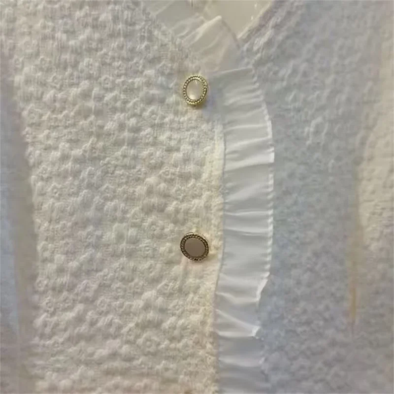 

Korean Style Lace Patchwork Shirt Tops Office Short Sleeve V Neck Solid All-match Elegant Summer Vintage Fashion Women Clothing