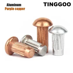 20/50/200pcs M2 M2.5 M3 M4 GB827 Aluminum Purple Copper Button Round Head Knurled Shank Solid Rivet for Label Name Plate Brand