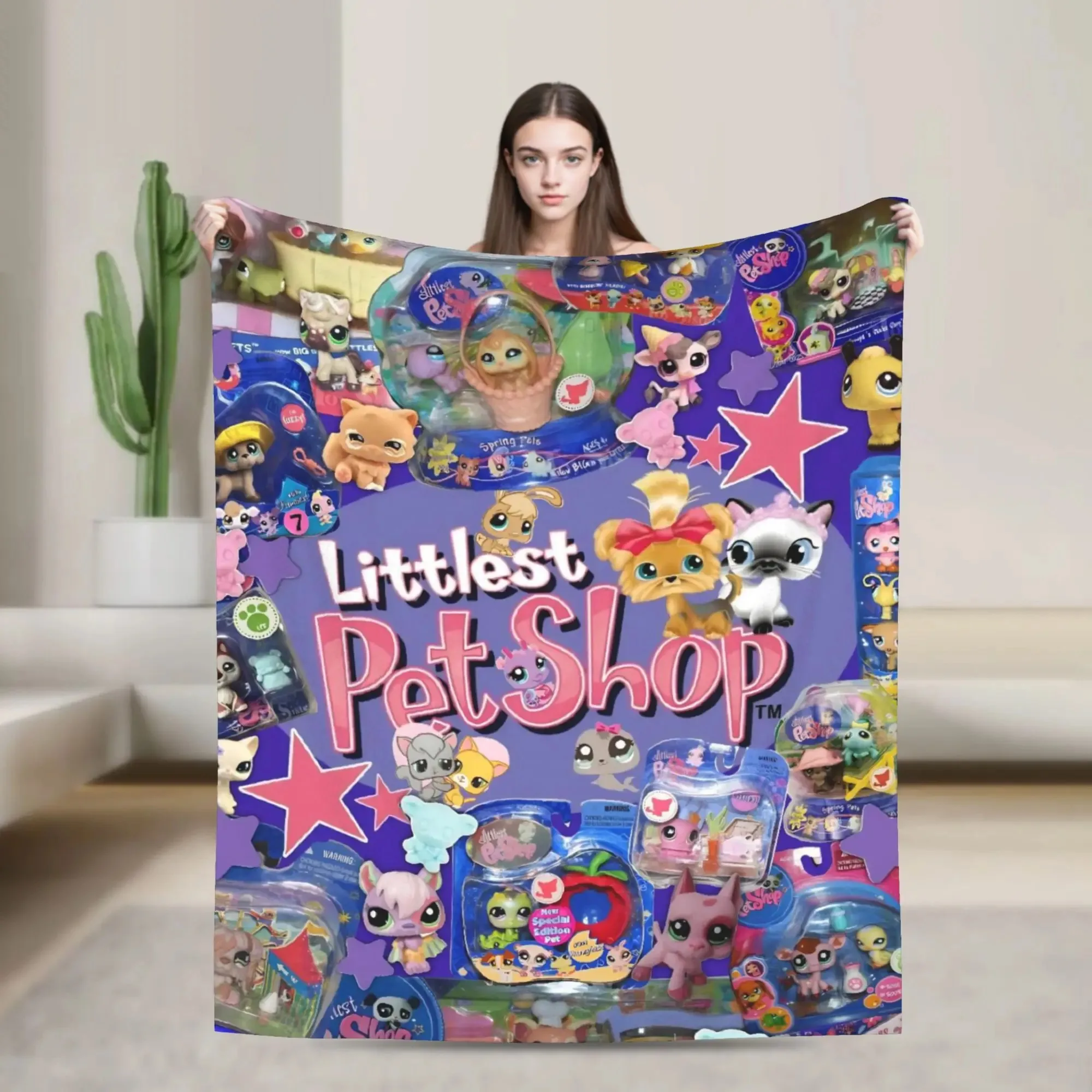 Littlest Pet Shop Decken, hochwertige, warme, weiche Überwurfdecke für den Winter, für Flugzeug, Reisen, Couch, Stuhl, Sofa, Bett, modische Tagesdecke